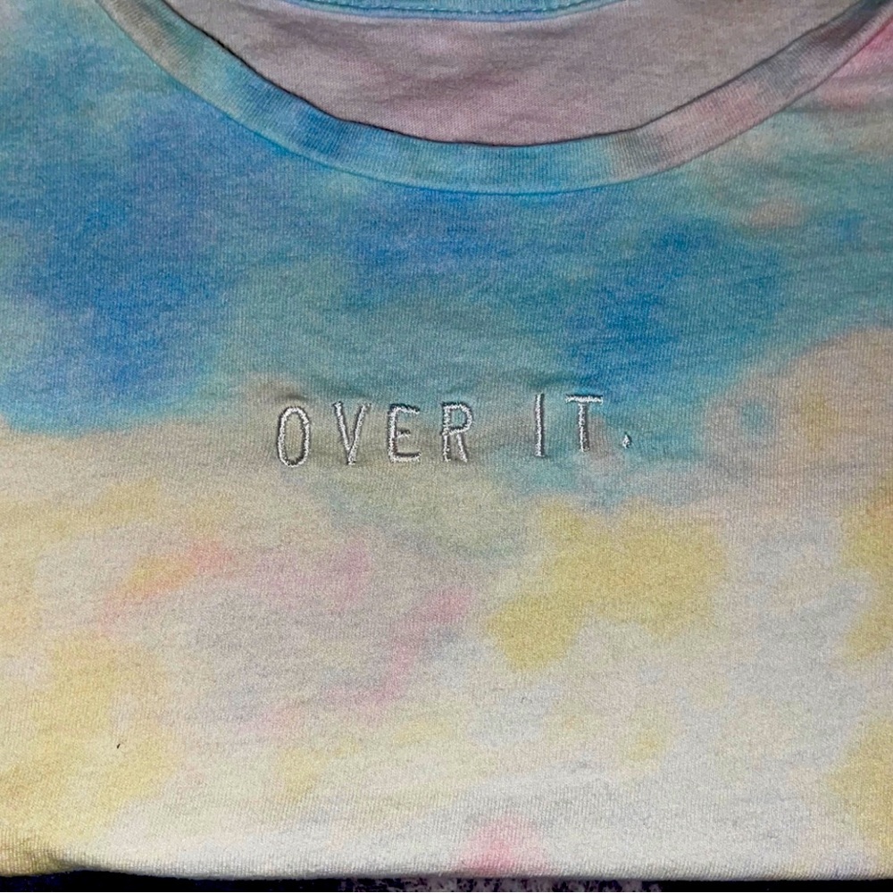 Tie dye crop top “over it” Size L